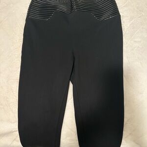 bebe Black High-Waist Leggings with Ribbed Waistband
